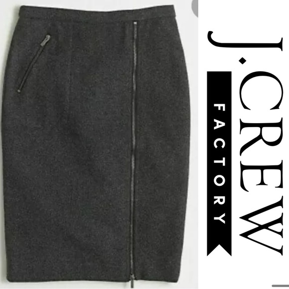 Pre Loved J. Crew Factory Zip Pencil Skirt in Wool gray size 6 C8269 - Picture 2 of 8